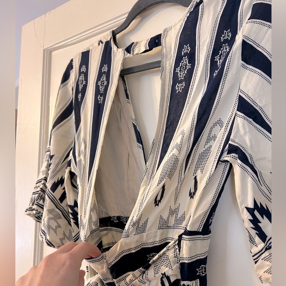 Cream and Navy Patterned Boutique Romper - Picture 3 of 5